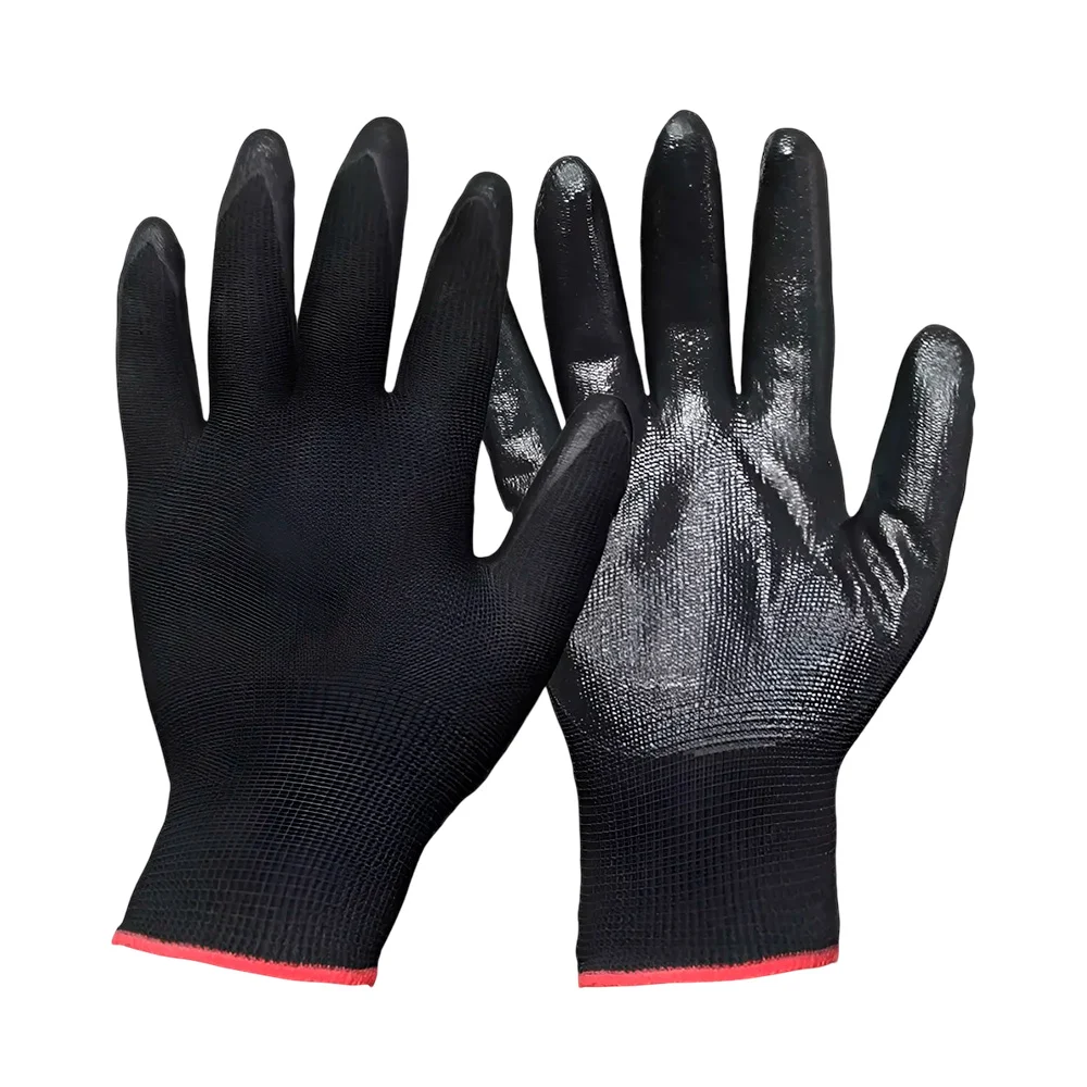 Par de guantes con recubrimiento de plástico para seguridad / q-1