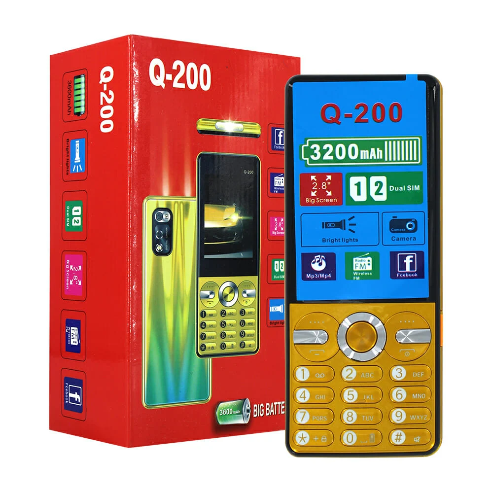 Celular básico dual sim con 20 teclas, pantalla de 2.8 pulgadas y lámpara, variedad de colores / q-200