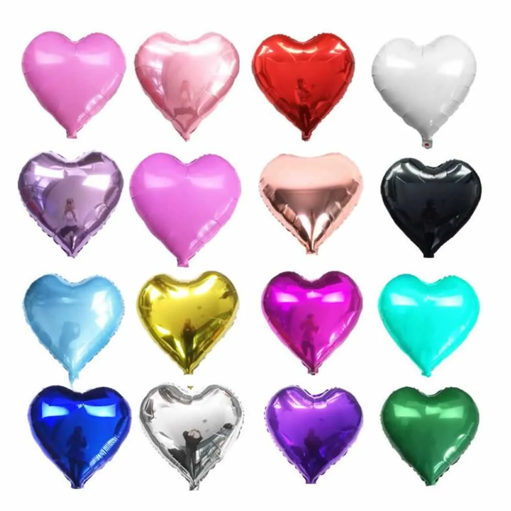 Globo metálico en forma de corazón 18 pulgadas, variedad de colores y modelos / bt-qq-67 / bt-qq-42r