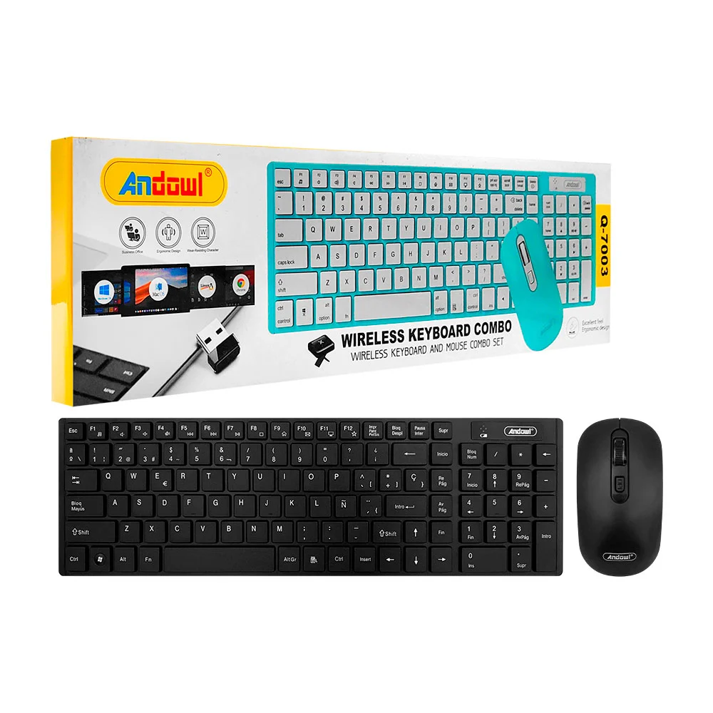 Combo teclado inalámbrico compatible co...