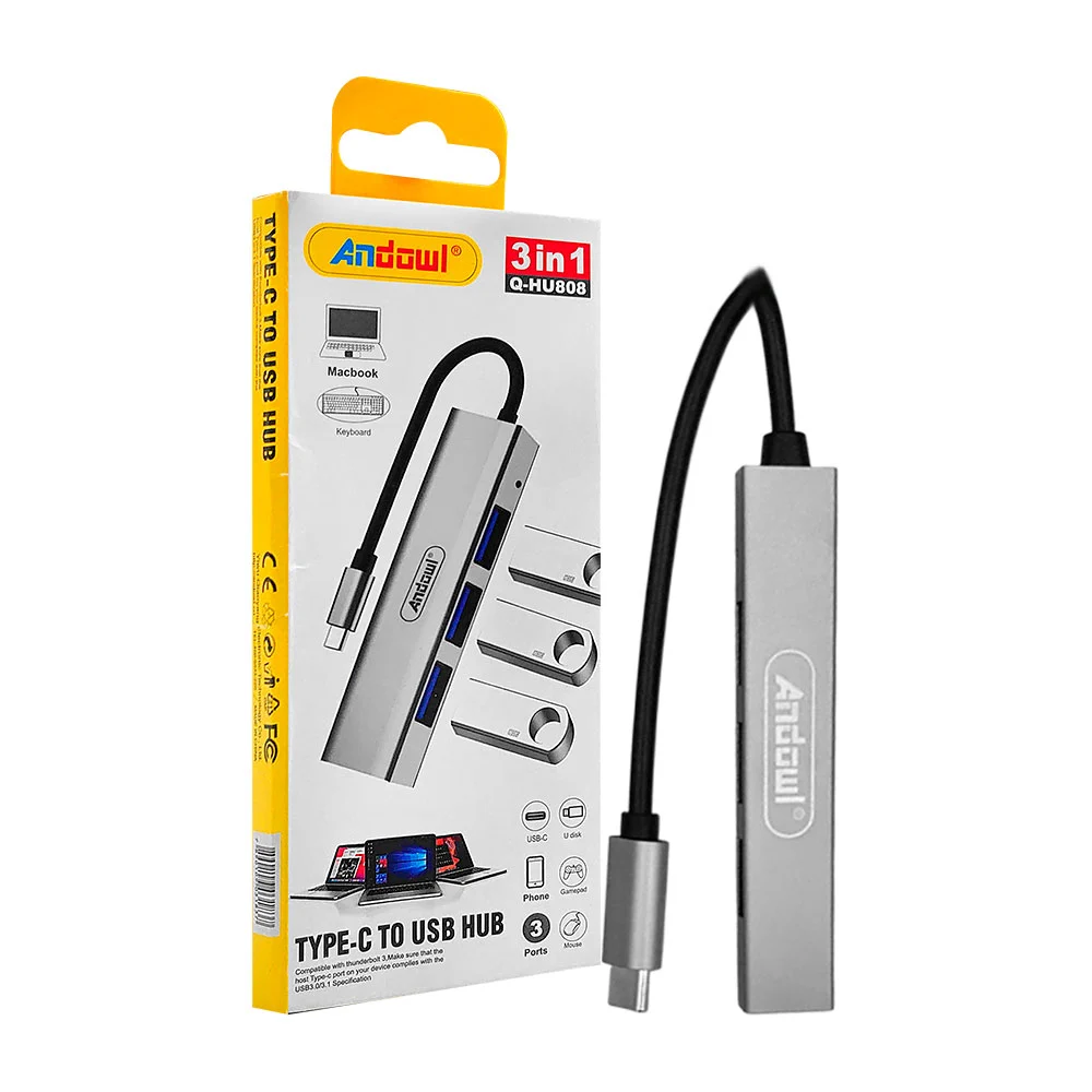 conector hub con conexión usb-c y 3 puertos usb, compatible con mac / q-hu808