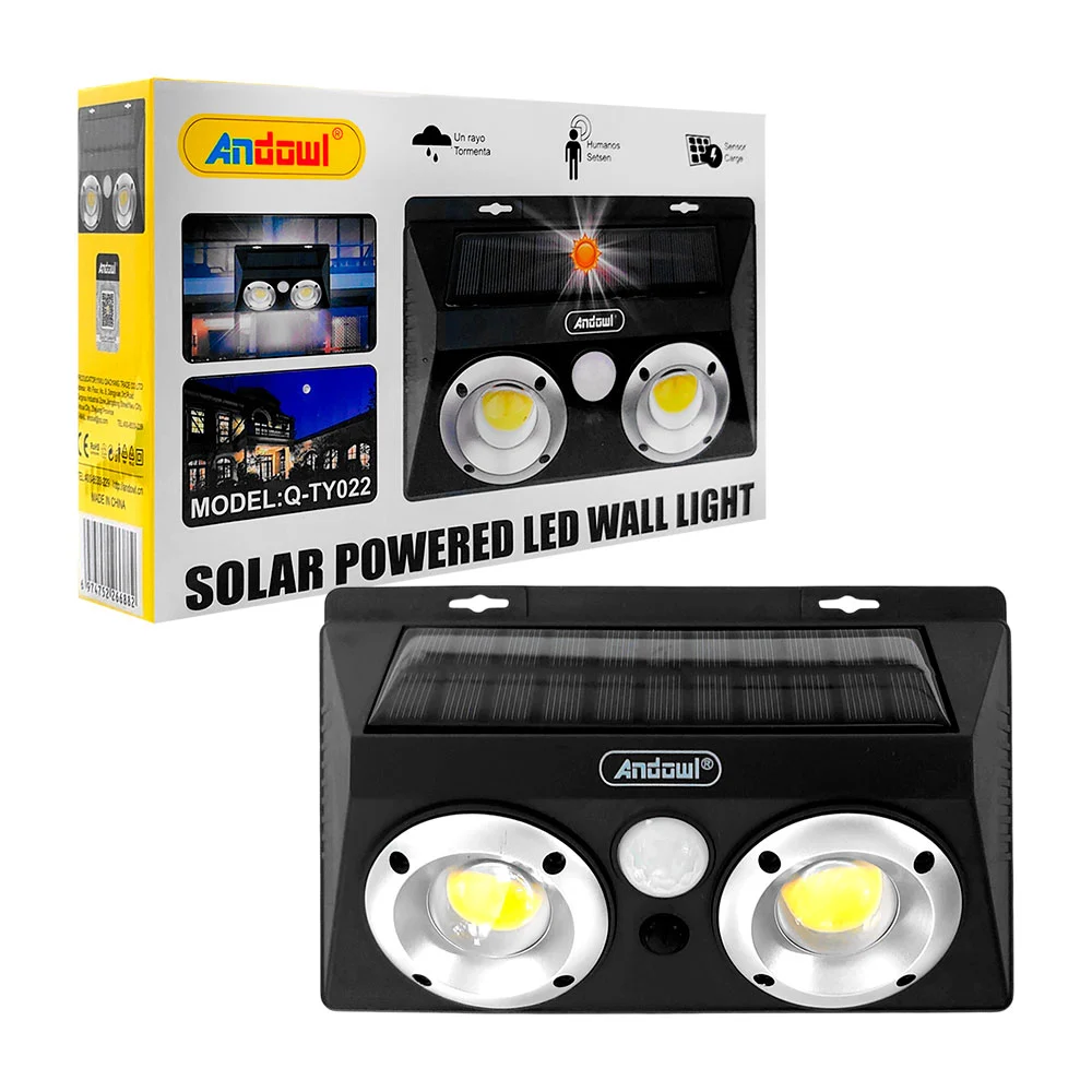 Lámpara de pared, led con sensor de movimiento y panel solar / q-ty022