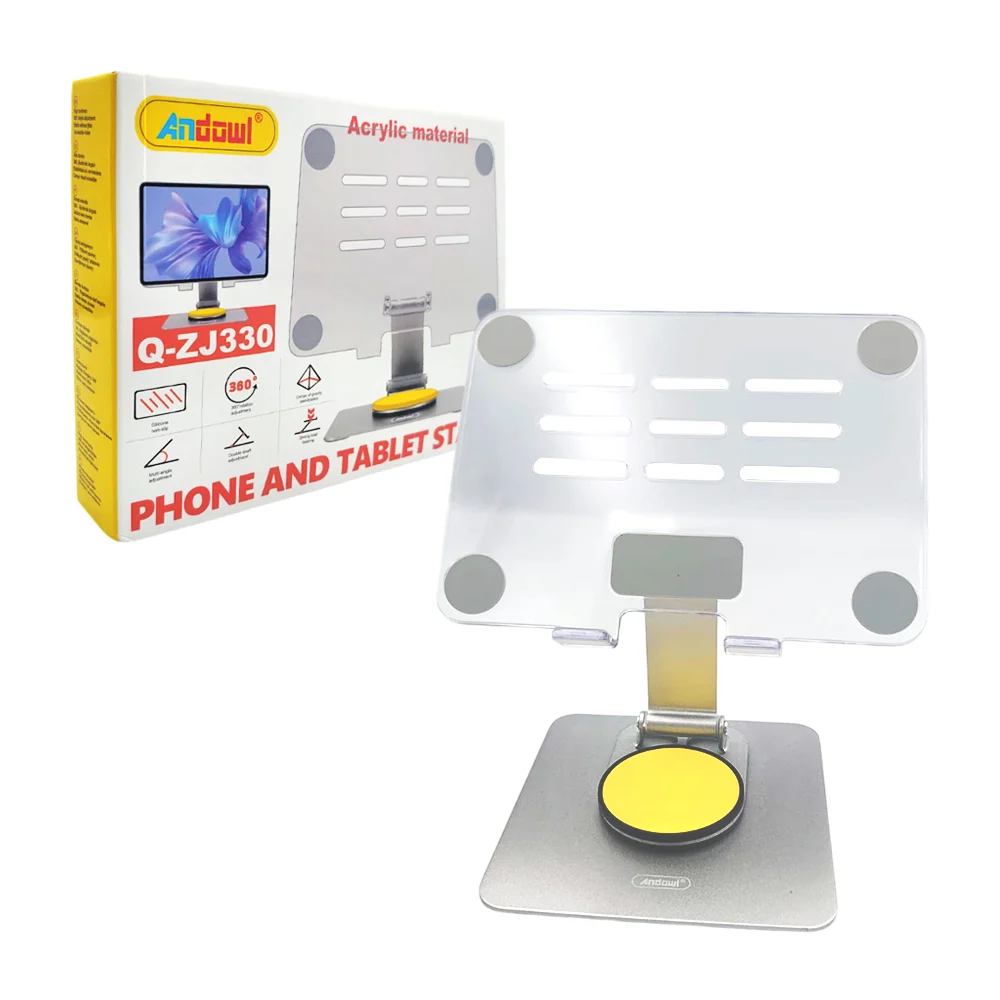 Soporte de acrílico para celulares y tablets, giro 360° / q-zj330
