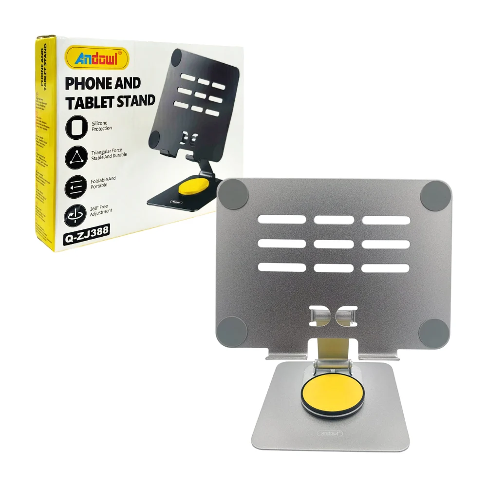 Soporte de metal para celulares y tablets, giro 360° / q-zj388