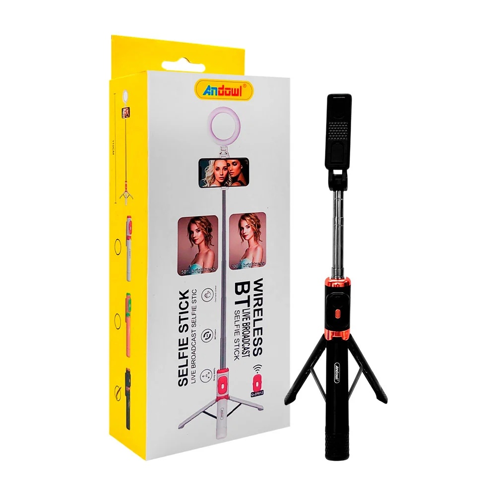 Selfie stick inalámbrico con mini aro d...