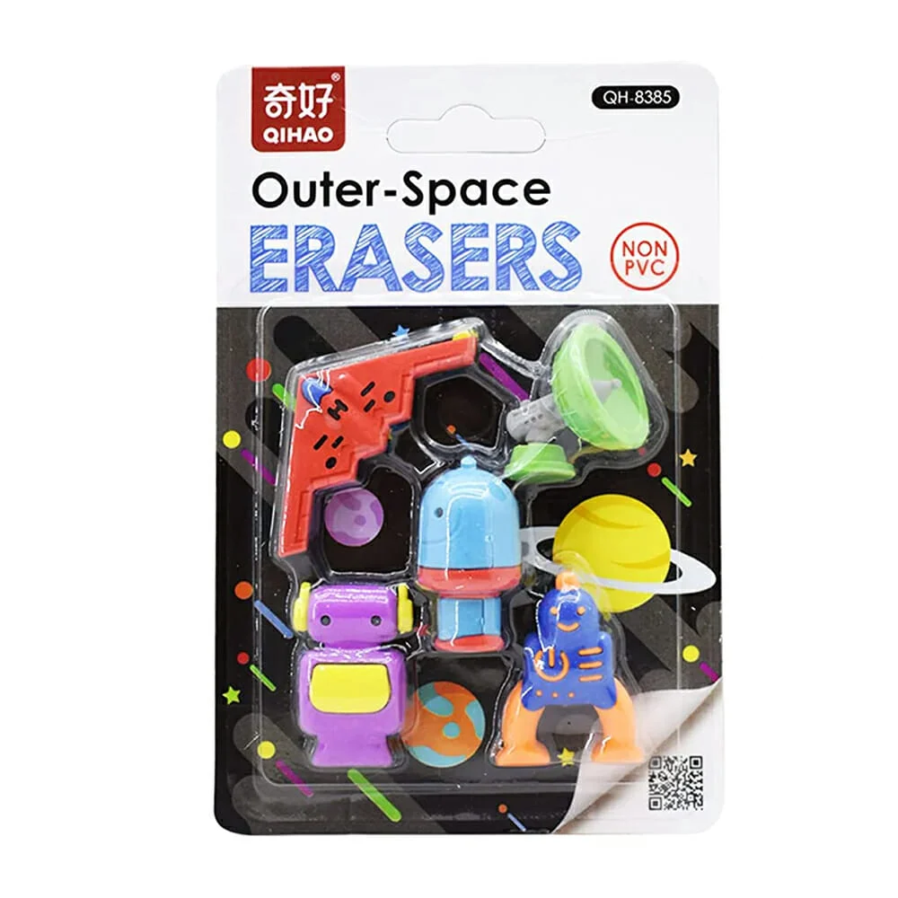 Blíster de 4 o 6 borradores qihao con temática de astronauta, variedad de colores / qh8385