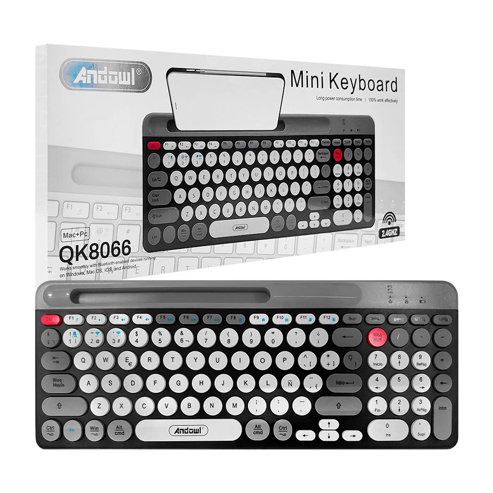 Teclado inalámbrico con soporte para celular, 2.4ghz compatible con mac / qk8066
