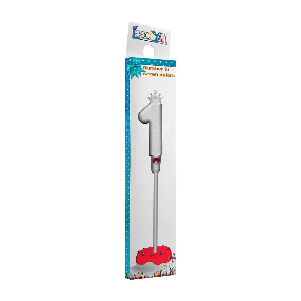 1pza Porta vela de plástico con luz led grande en forma de número, con corona y moño, variedad de modelos / leecoyan / number in seven colors