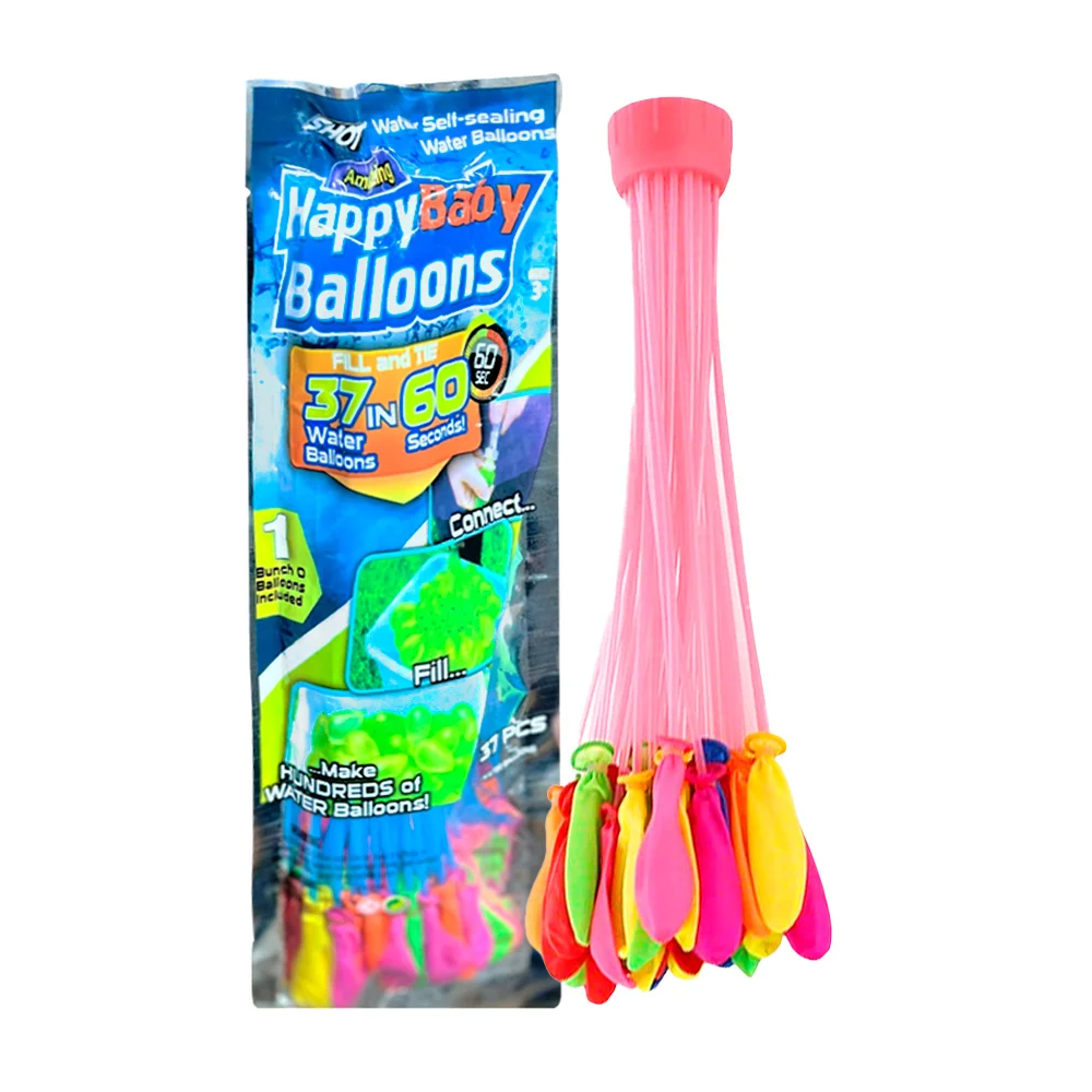 Paquete con 37 globos rellenables de agua, variedad de colores / happy baby balloons / 37in60