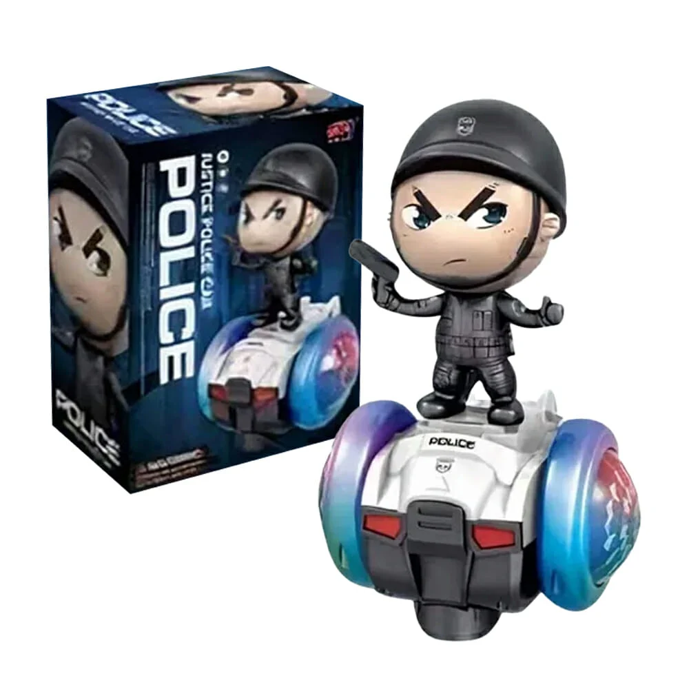 Muñeco policía con patineta móvil luz y sonido / r02