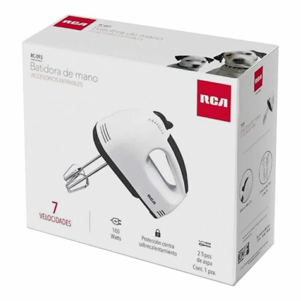 Batidora manual rca de doble aspa con 7 velocidades, 100w / rc-093