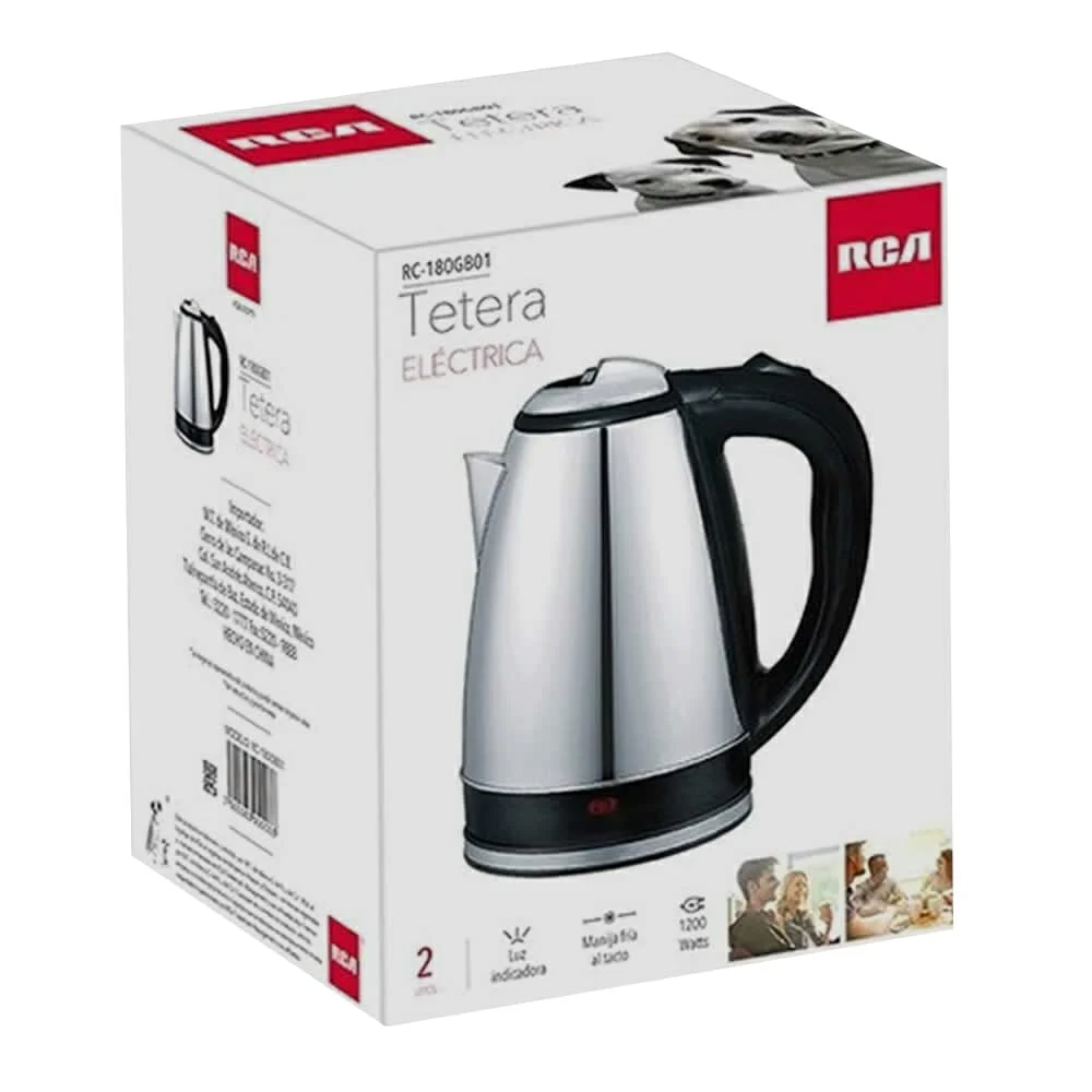 Tetera eléctrica rca de acero inoxidable con capacidad para 2 litros / rc-180gb01