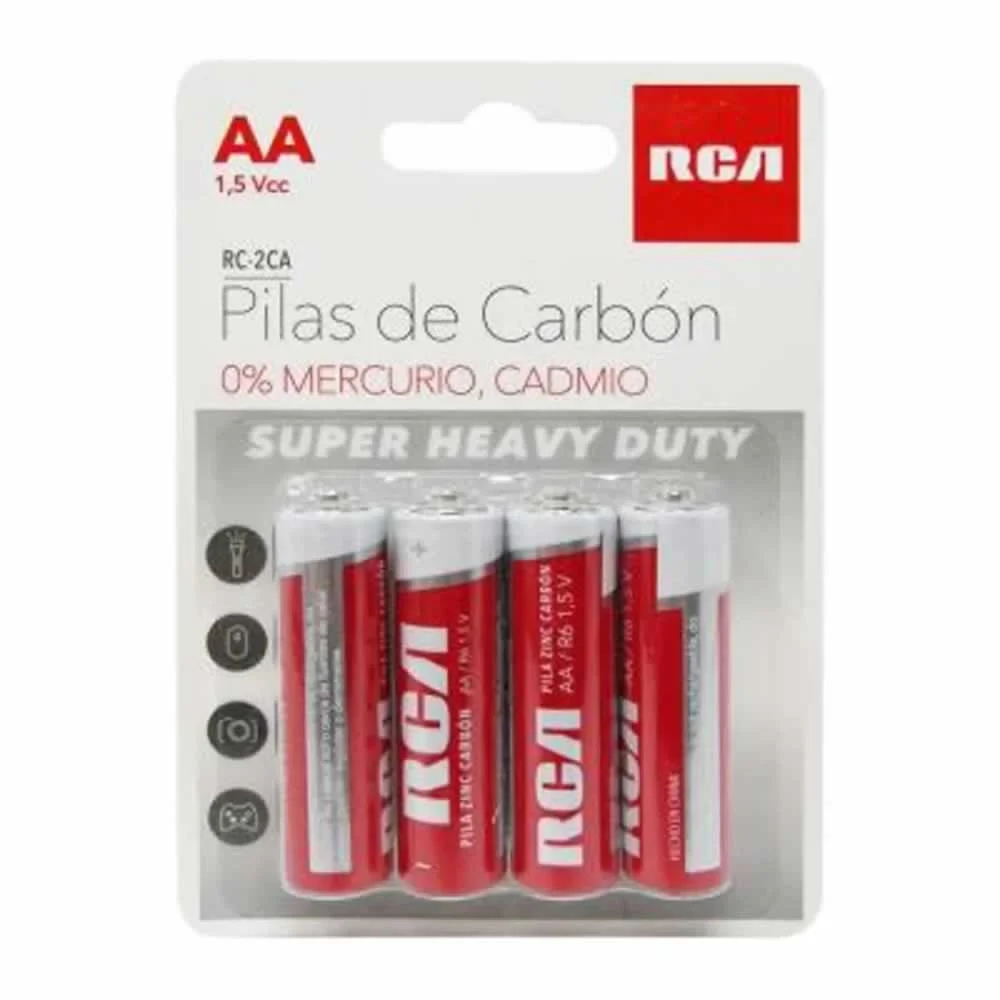 Blíster con 4 pilas baterías rca doble a de carbón 1.5v / rc-2ca