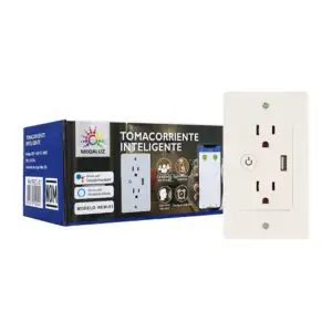Enchufe de pared inteligente megaluz con 2 tomacorrientes y puerto us…