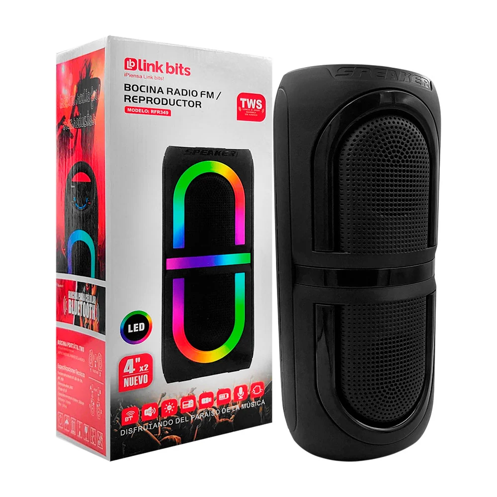 Bocina bluetooth cilíndrica, 4´, luces...