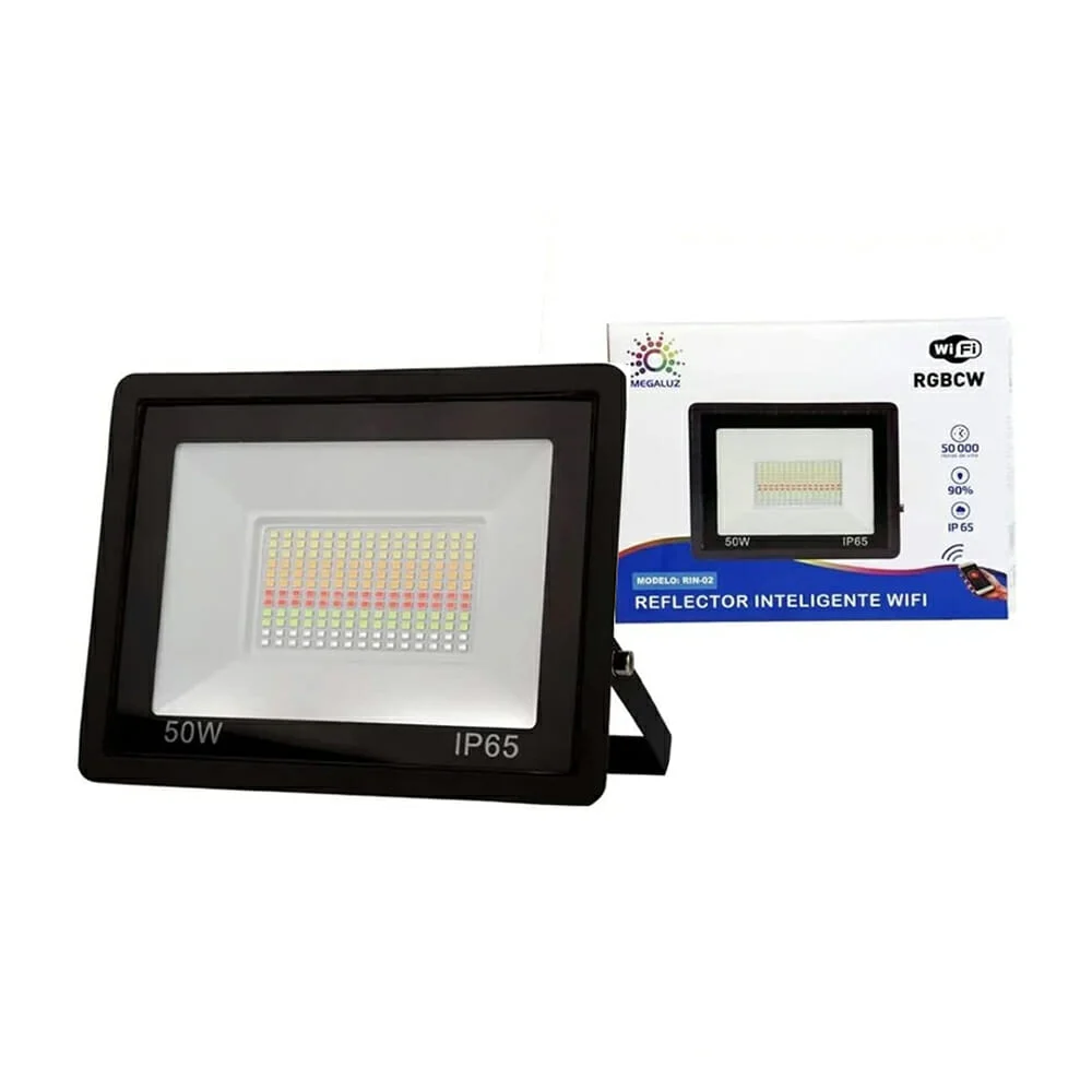 Reflector cuadrado inteligente wi-fi megaluz con luz rgbcw y protección ip65 / rin-02