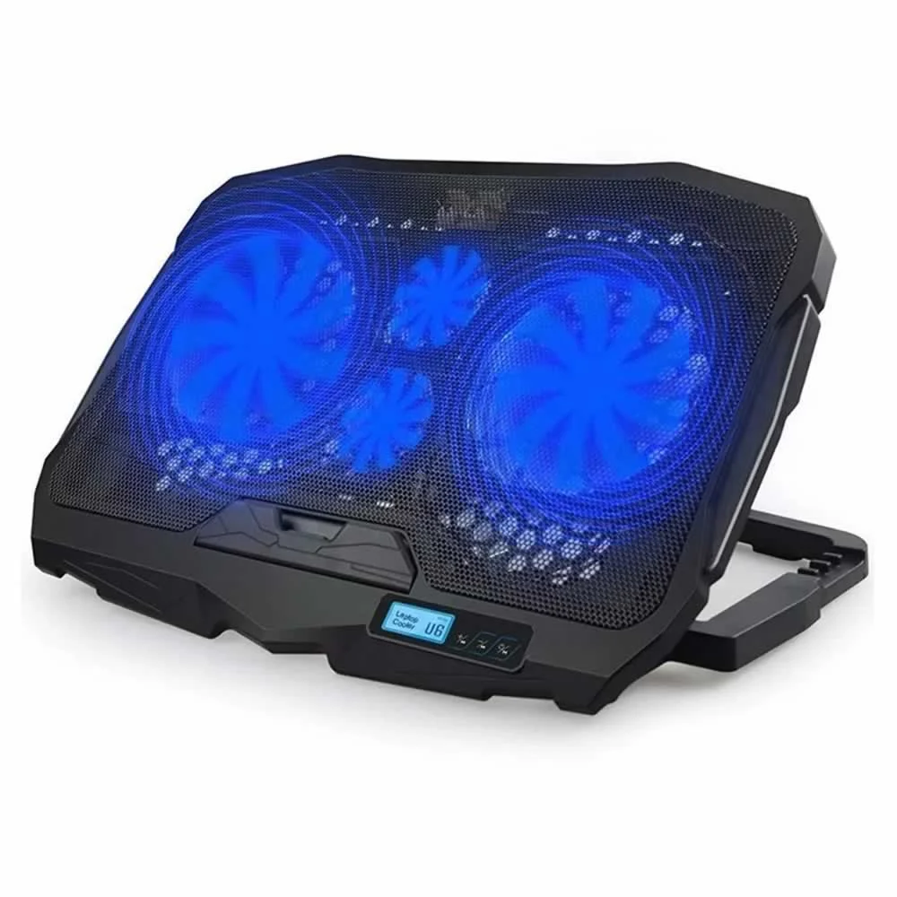 Base enfriadora para laptop haing con cuatro ventiladores, luces led, e indicadores inferiores / s-18
