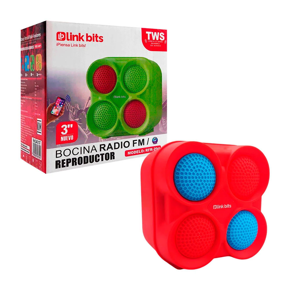Bocina portátil 3´, luz rgb, fm, usb-t...