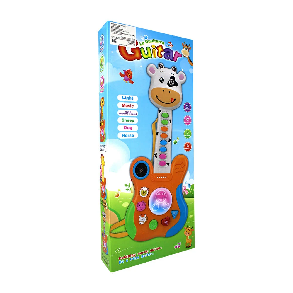 Guitarra interactiva de juguete en forma de vaca con luz y sonido / sd9958