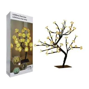 Lámpara usb decorativa en forma de árbol negro con flores transparent…