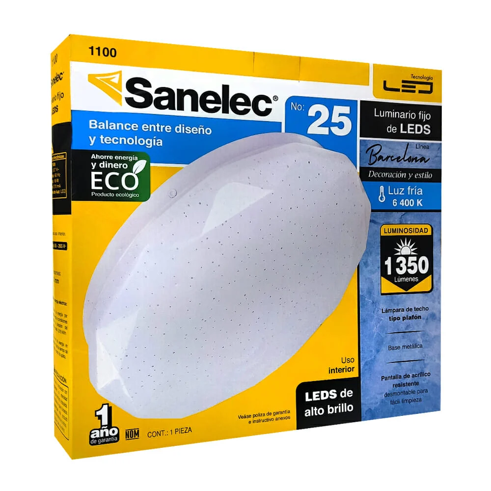 Plafón led redondo línea barcelona de luz fría con luminosidad de 1,350 lúmenes y consumo de 18w / 1100
