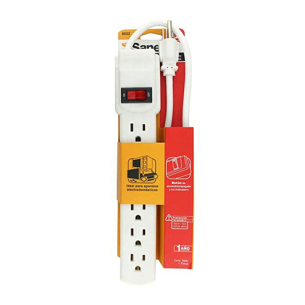 Barra multicontacto sanelec con cable de 60cm y 6 contactos / 8622