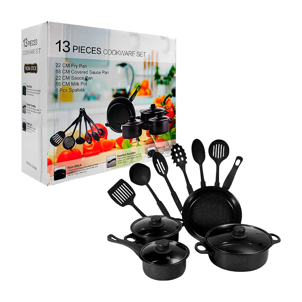 Juego de 13 piezas ollas 16-22cm y utens...