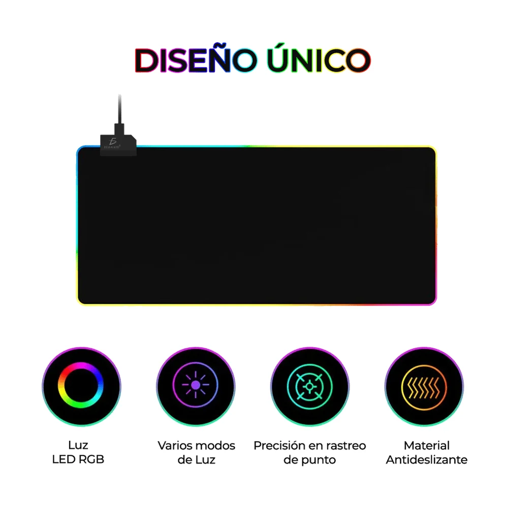 Mouse pad gamer ele-gate liso o diseño de mapa mundial con luz usb rgb 90×40cm / sm.05.map