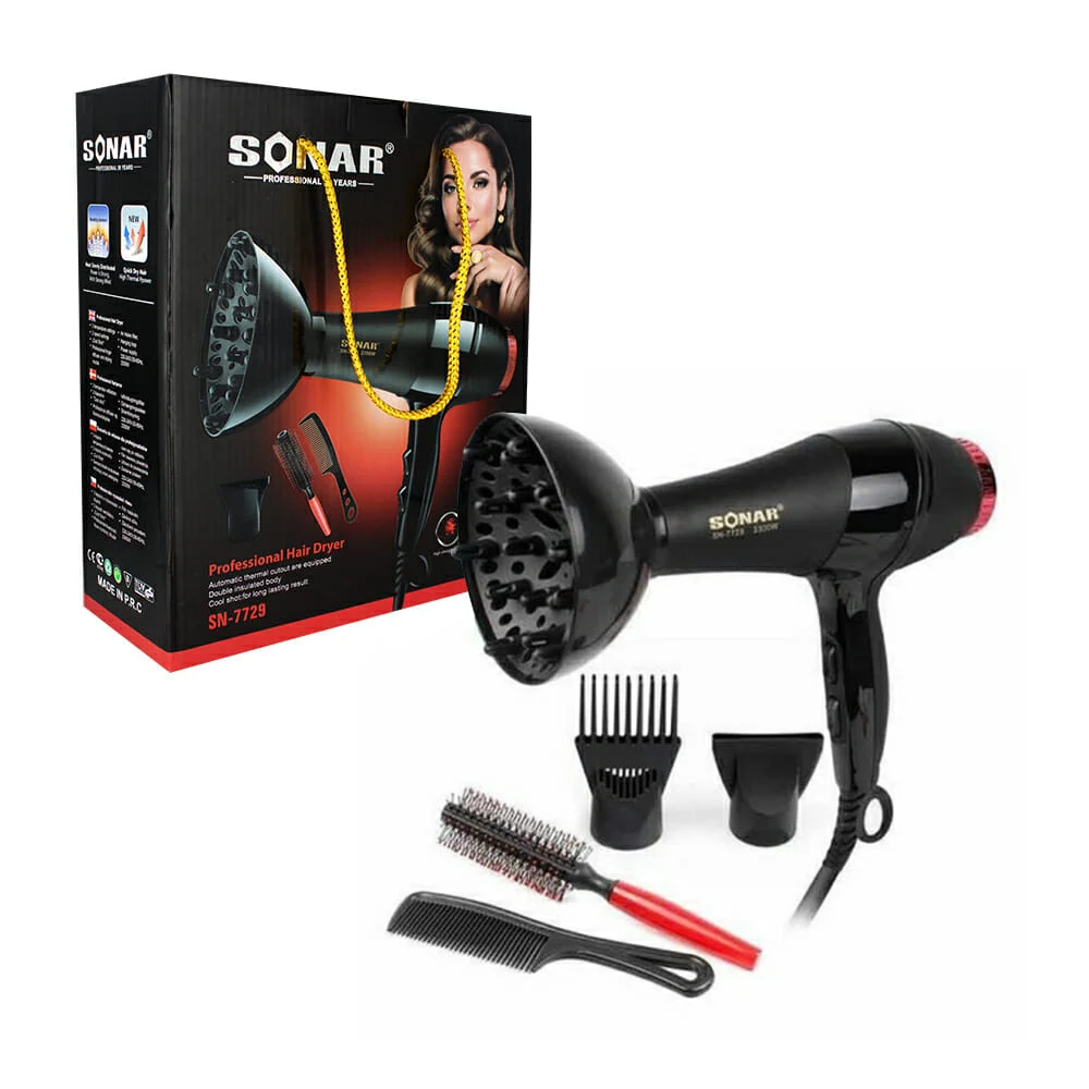 Secadora alámbrica de cabello 2300w sonar + accesorios el-18