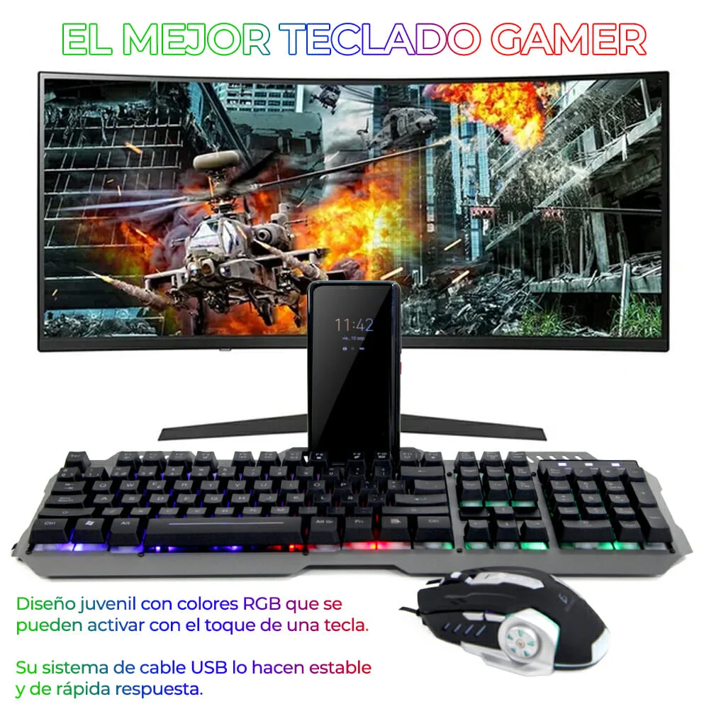 Teclado gamer con luz 4