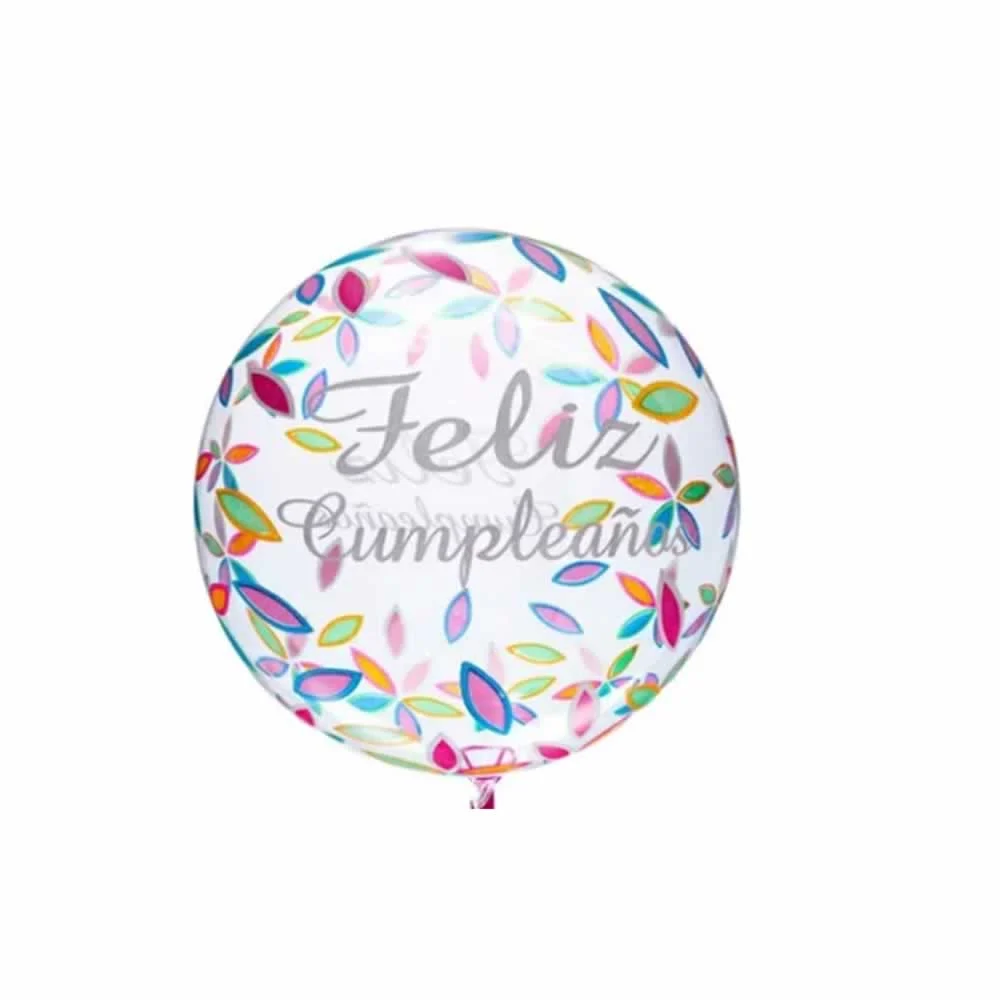 1pza Globo transparente con temática de feliz cumpleaños / b-88
