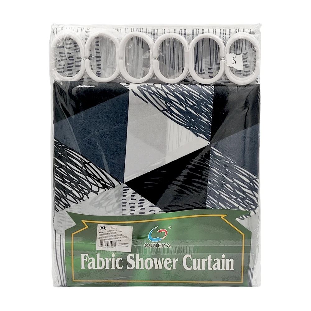 Cortina impermeable de poliéster para baño con diseño estampado y 12 ganchos para colgar, variedad de diseños y medidas / fabric shower curtain / 170x180cm