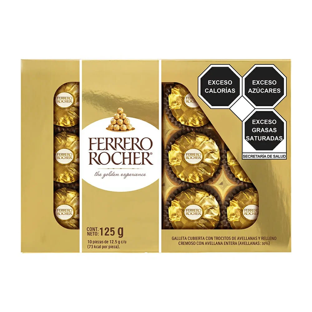 Chocolate ferrero rocher con 10 pzas, 125g / t10