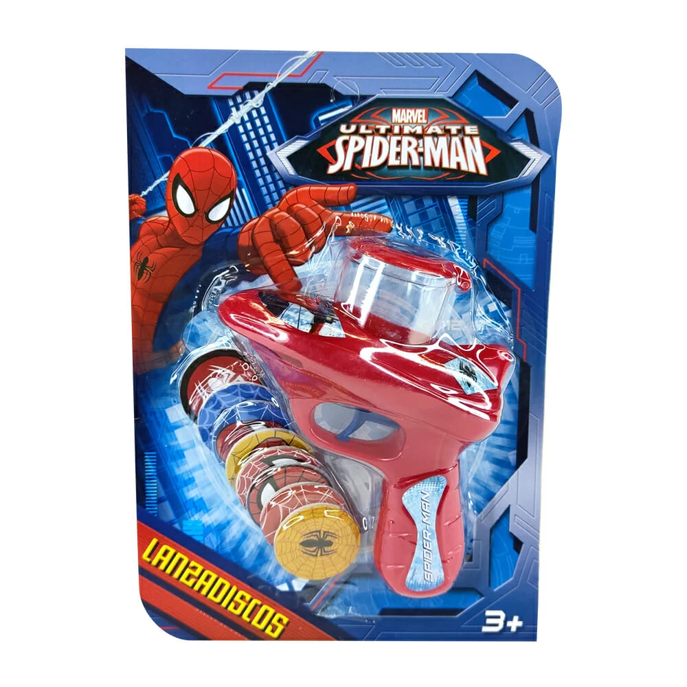 Pistola lanza discos 8 pzas con diseño de spider-man t360693