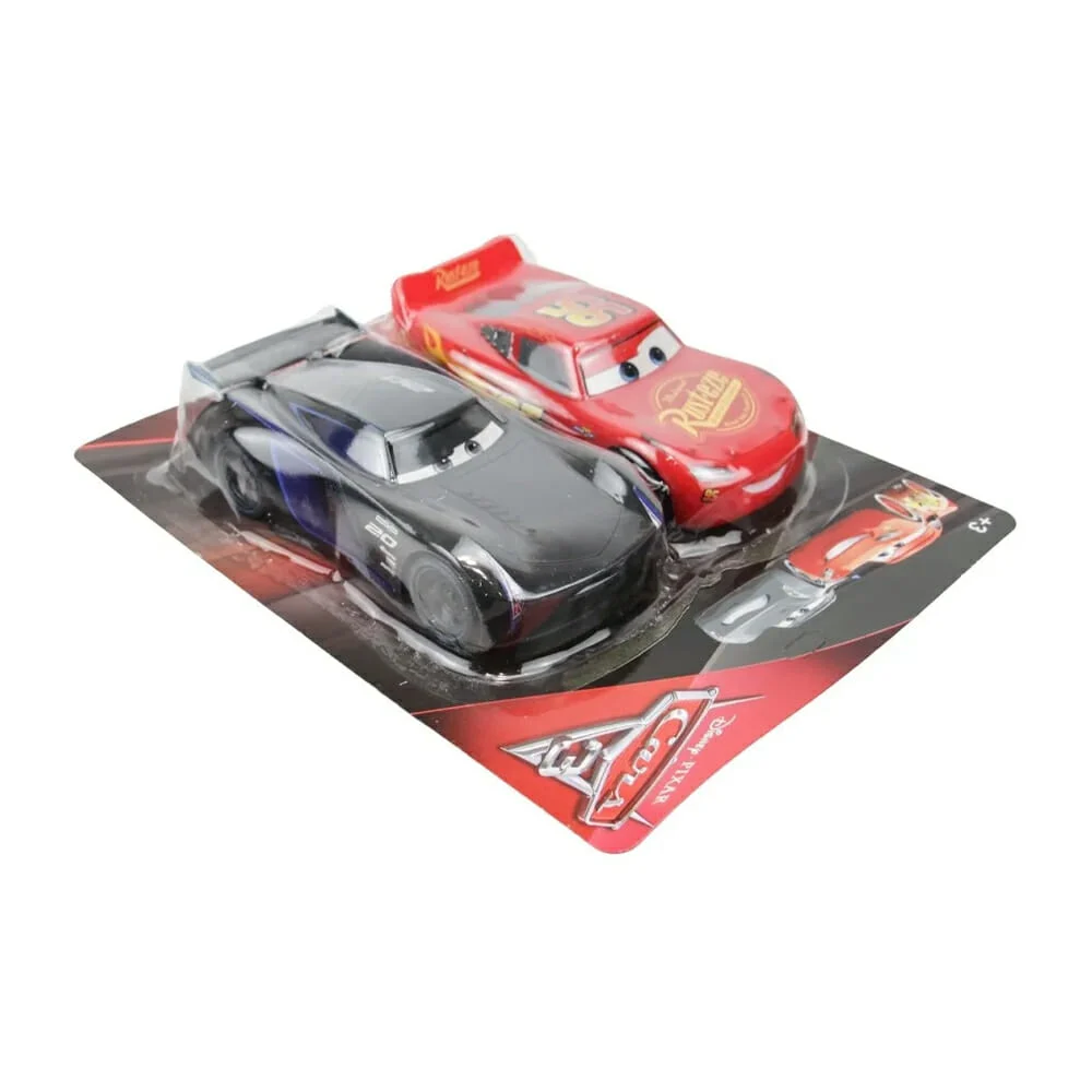 Paquete con 2 carros de fricción con diseño de rayo mcqueen y jackson storm / cars 3