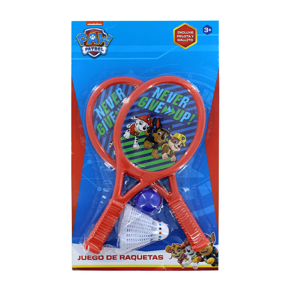 Set de raquetas 26cm con diseño de paw patrol + pelota y gatillo t372684
