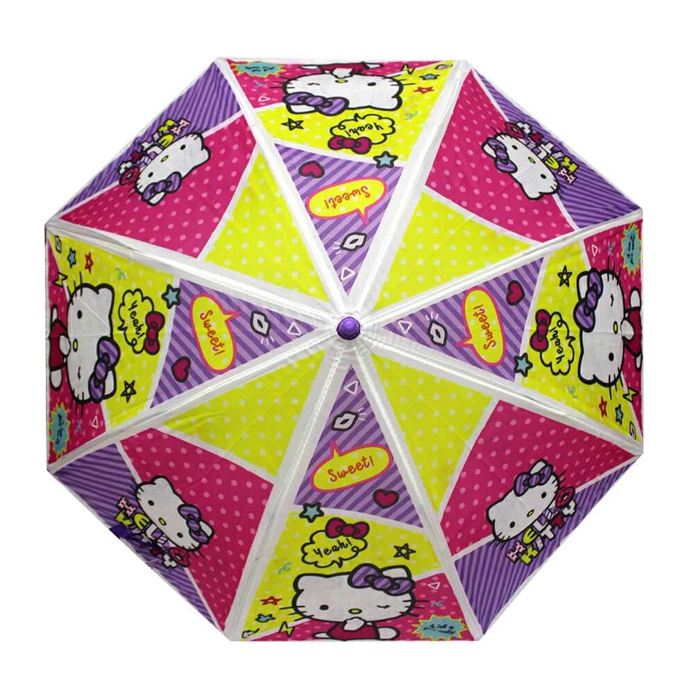 Sombrilla paraguas chico con mango de plástico y diseño estampado de hello kitty 85x65cm, variedad de diseños / sil-001383