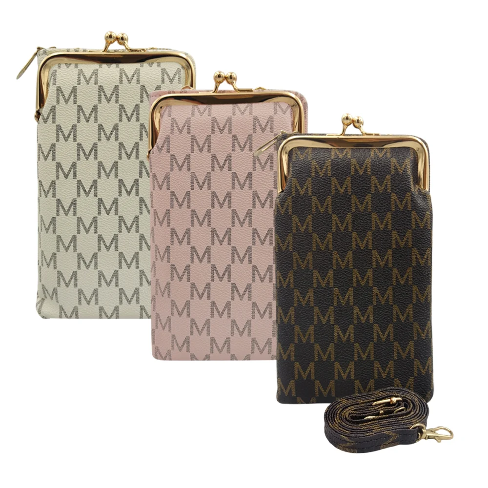 Bolsa cartera con 2 compartimentos, monograma de letra M y correa / t4255