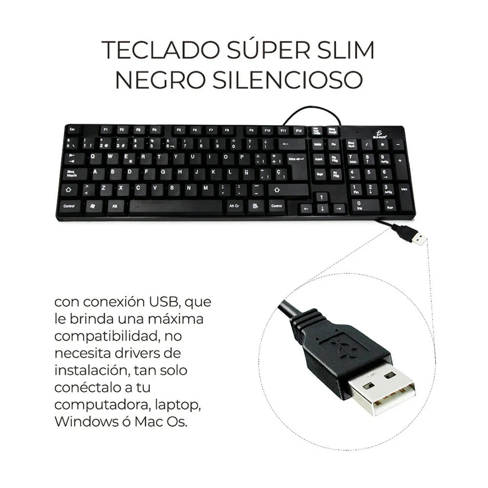 Teclado alámbrico usb universal ele-gate super slim / tc.18