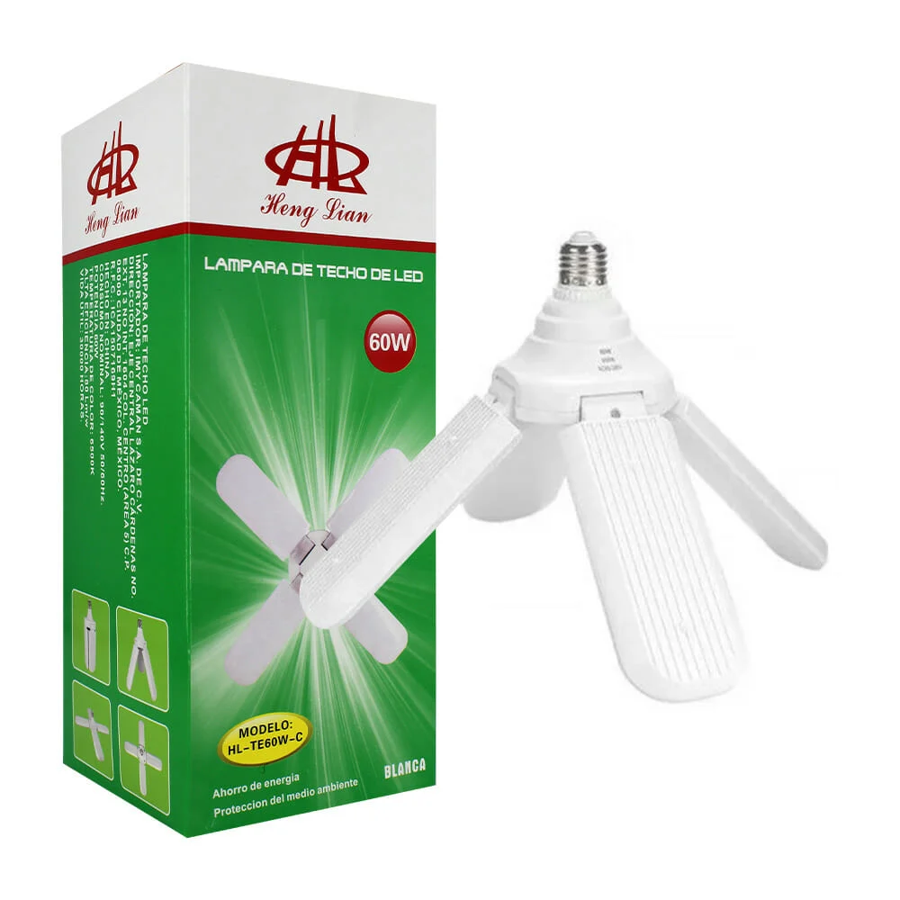 Lámpara led de luz blanca estilo ventilador de 4 aspas 60w hl-te60w-c