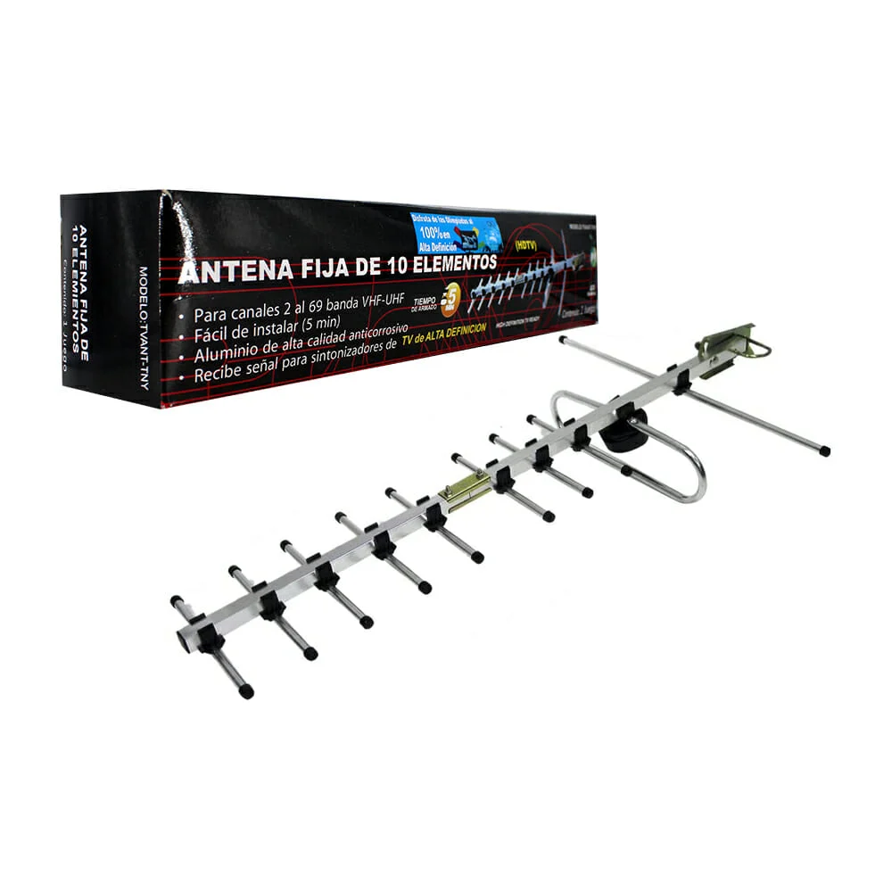 Antena fija exterior hdtv de 10 elementos para banda vhf o uhf / 521423