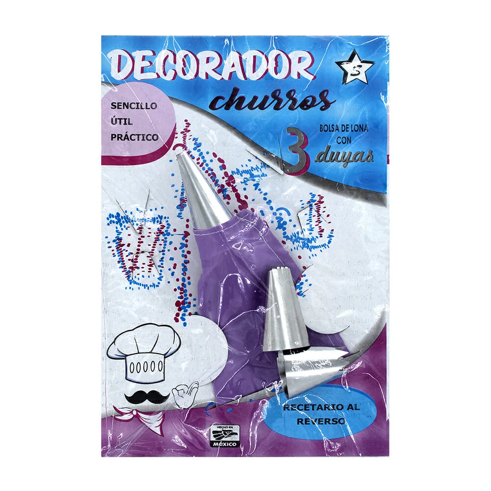 Manga pastelera con 3 boquillas duyas intercambiables para decoración de churros / val043
