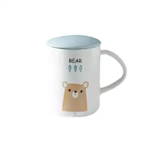 Taza de cerámica con diseño de animales + tapa y cuchara, variedad de…