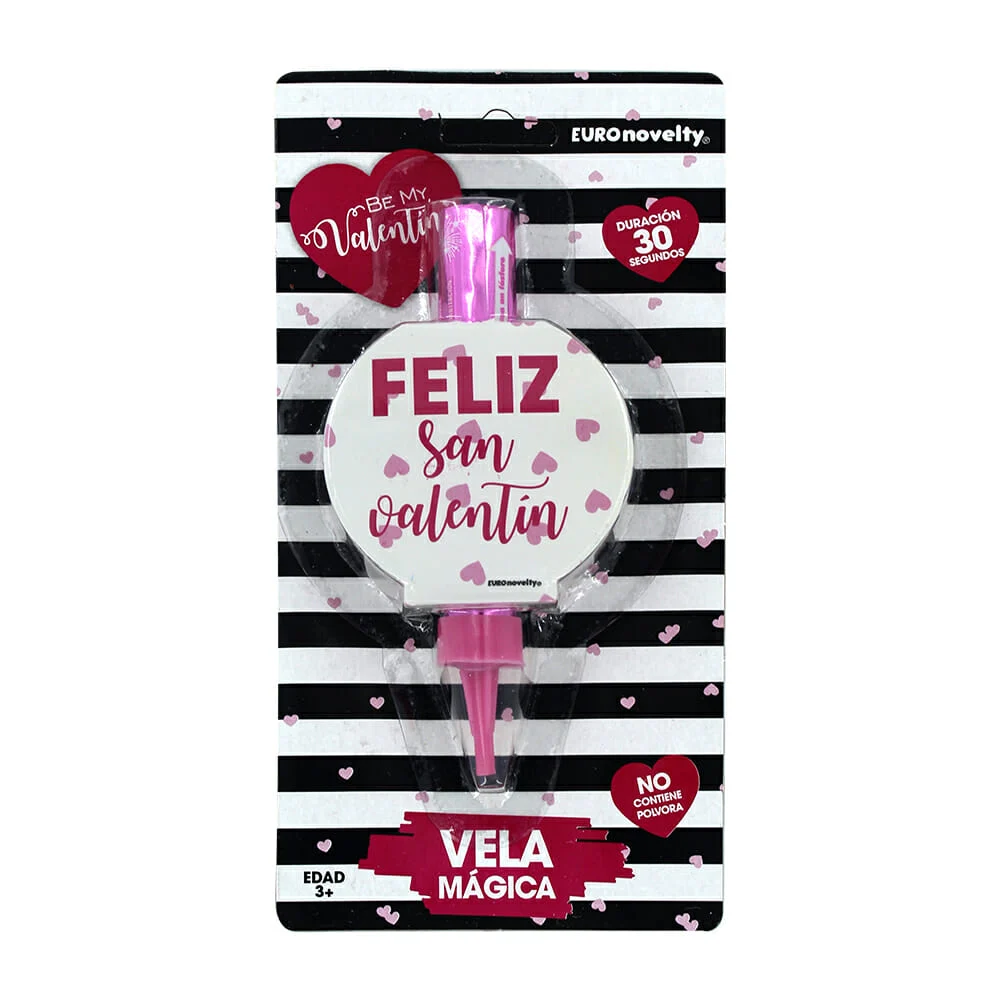 Vela mágica euro novelty con temática de feliz san valentín y duración de 30 segundos / vmgsv