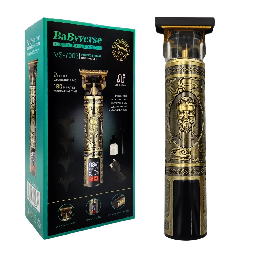 Rasuradora inalámbrica con indicador de batería con 4 peinetas, diseño vintage