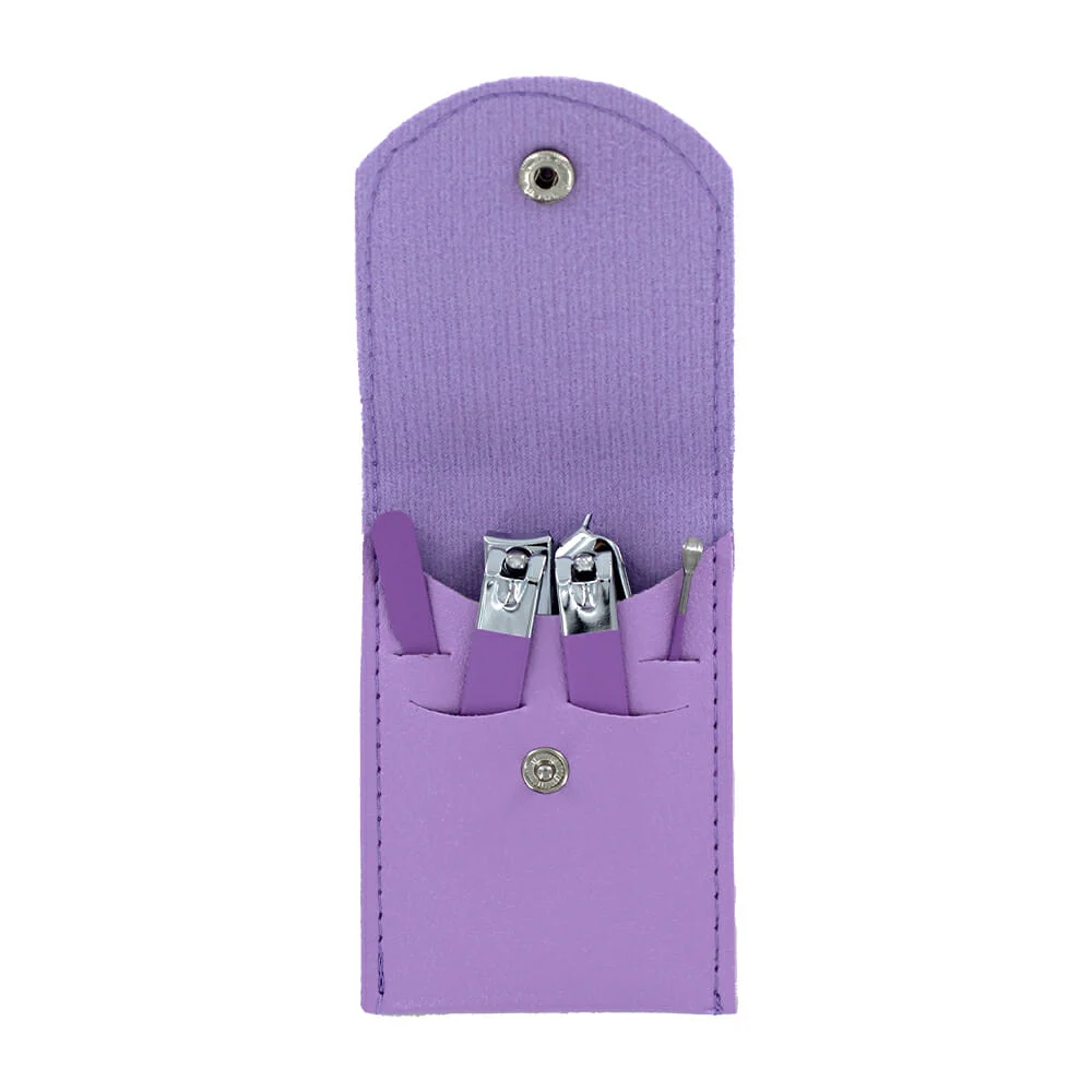 Estuche de broche con 2 cortauñas y 2 accesorios para manicure en uñas, variedad de colores / w29-65