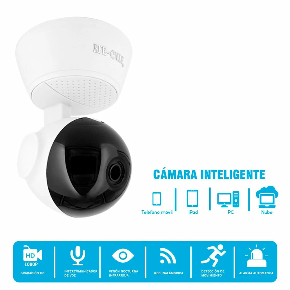 Cámara de seguridad 1080p wifi visión nocturna 