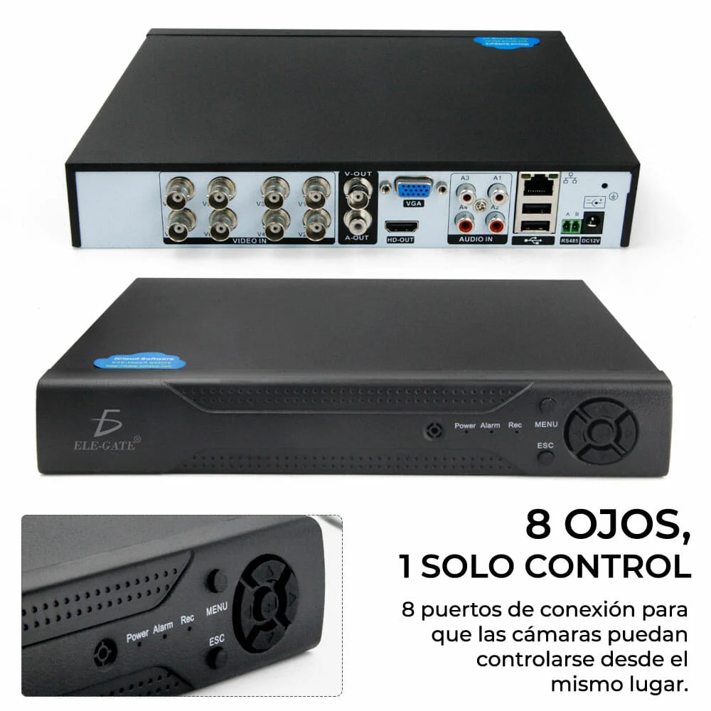 kit cámaras de seguridad 2 megapíxeles negro