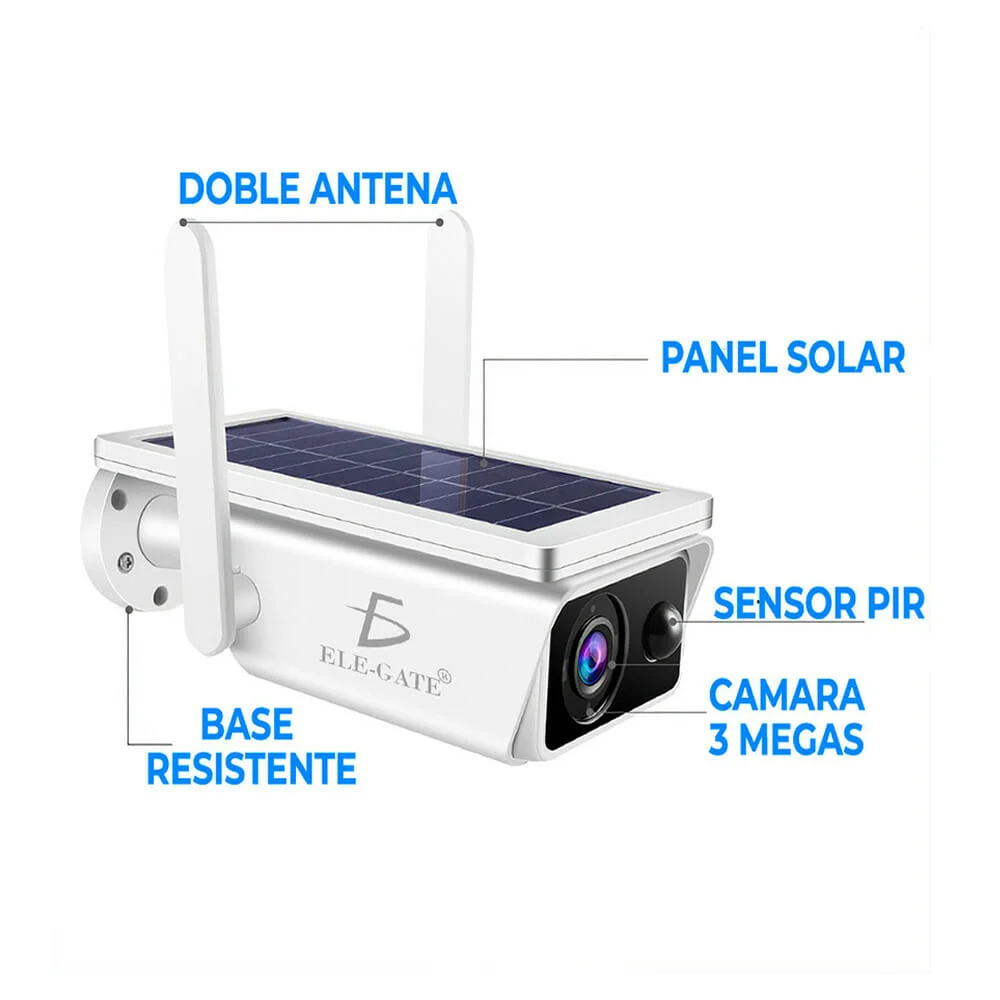 Cámara solar wifi con antenas receptoras, resolución full hd 1080p y visión nocturna / web.56