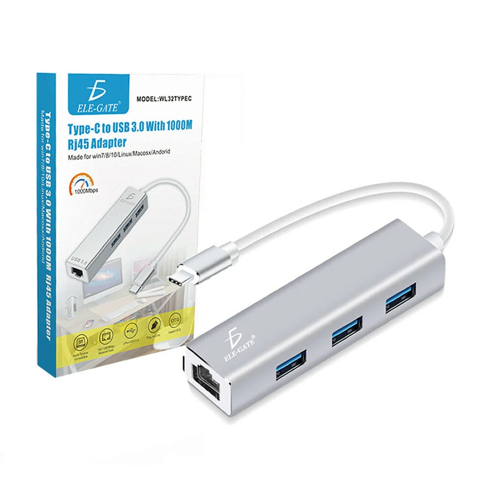 Adaptador / hub de 3 entradas usb y 1 la...